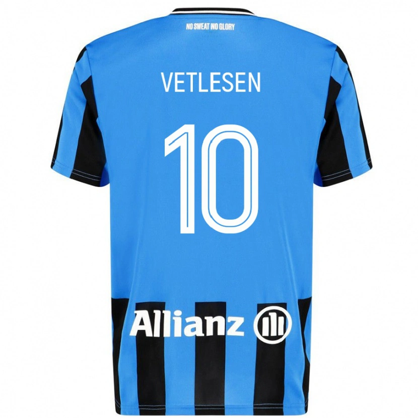 Danxen Kvinder Hugo Vetlesen #10 Himmelblå Sort Hjemmebane Spillertrøjer 2024/25 Trøje T-Shirt