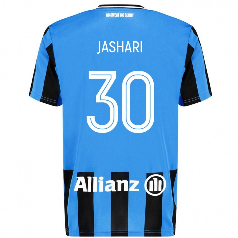 Danxen Kvinder Ardon Jashari #30 Himmelblå Sort Hjemmebane Spillertrøjer 2024/25 Trøje T-Shirt