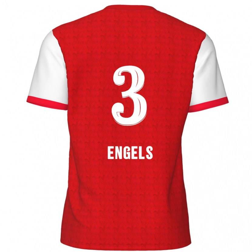 Danxen Kvinder Björn Engels #3 Rød Hvid Hjemmebane Spillertrøjer 2024/25 Trøje T-Shirt