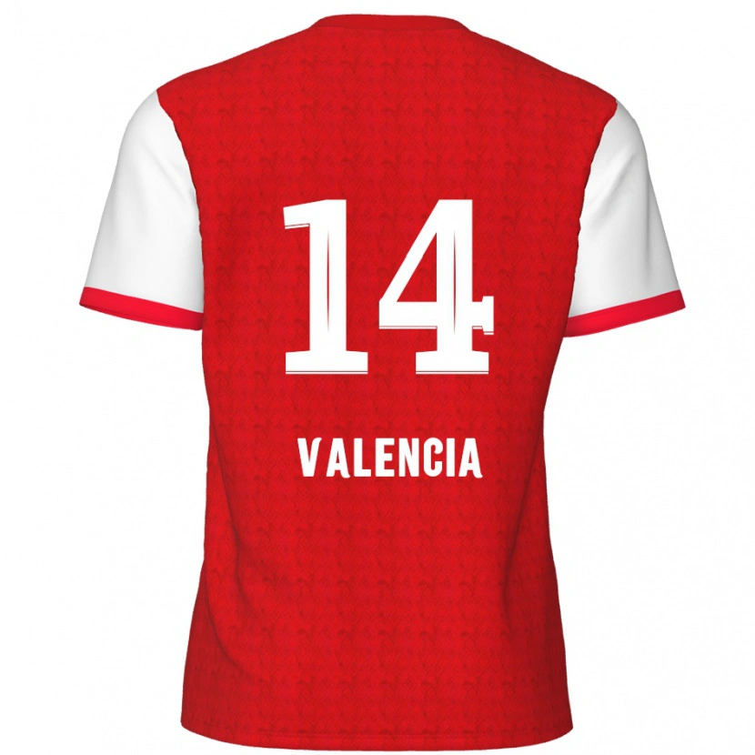 Danxen Kvinder Anthony Valencia #14 Rød Hvid Hjemmebane Spillertrøjer 2024/25 Trøje T-Shirt