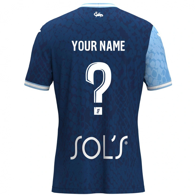 Danxen Kvinder Dit Navn #0 Himmelblå Mørkeblå Hjemmebane Spillertrøjer 2024/25 Trøje T-Shirt