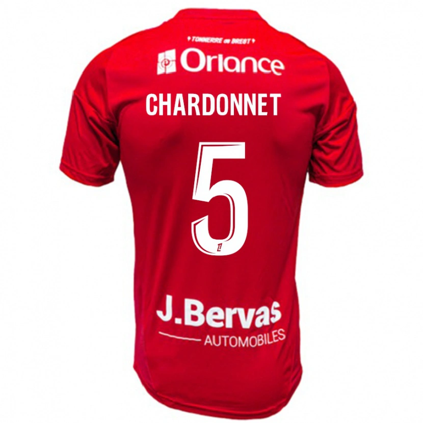 Danxen Kvinder Brendan Chardonnet #5 Rød Hvid Hjemmebane Spillertrøjer 2024/25 Trøje T-Shirt