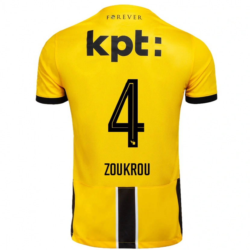 Danxen Kvinder Tanguy Zoukrou #4 Gul Sort Hjemmebane Spillertrøjer 2024/25 Trøje T-Shirt