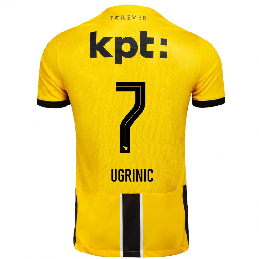 Danxen Kvinder Filip Ugrinic #7 Gul Sort Hjemmebane Spillertrøjer 2024/25 Trøje T-Shirt
