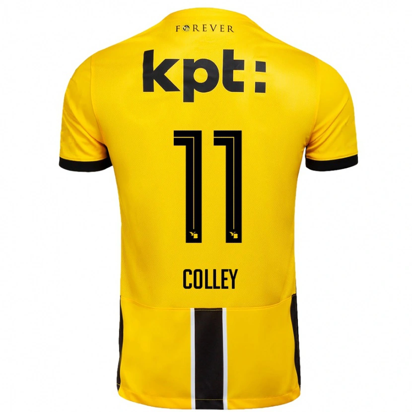 Danxen Kvinder Ebrima Colley #11 Gul Sort Hjemmebane Spillertrøjer 2024/25 Trøje T-Shirt