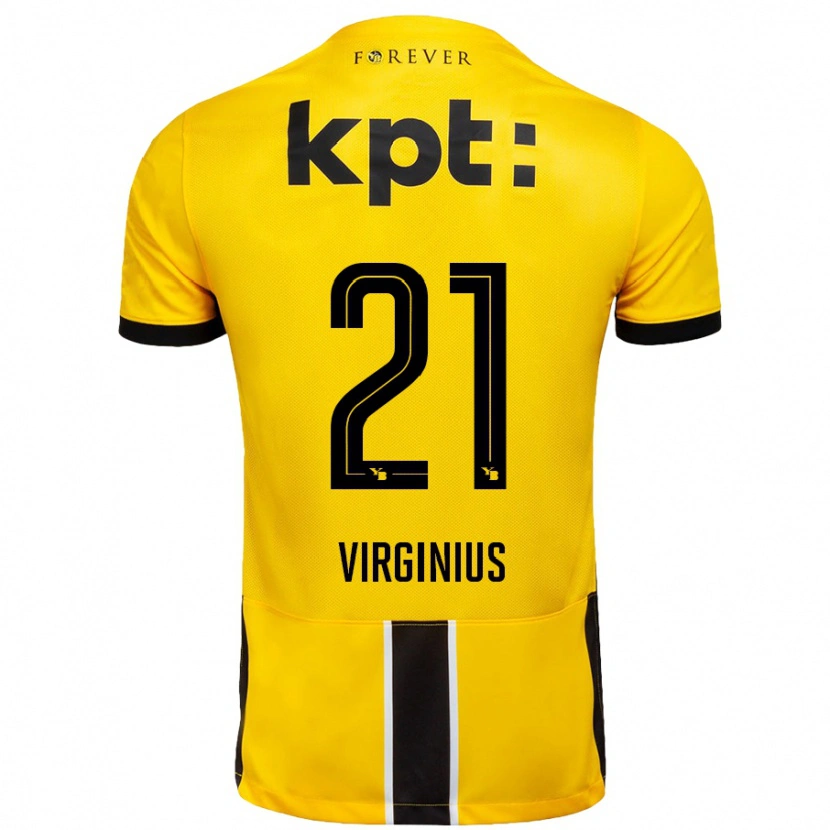 Danxen Kvinder Alan Virginius #21 Gul Sort Hjemmebane Spillertrøjer 2024/25 Trøje T-Shirt