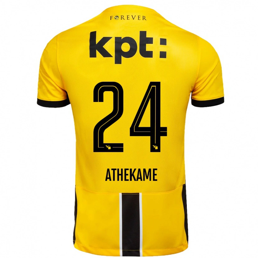 Danxen Kvinder Zachary Athekame #24 Gul Sort Hjemmebane Spillertrøjer 2024/25 Trøje T-Shirt