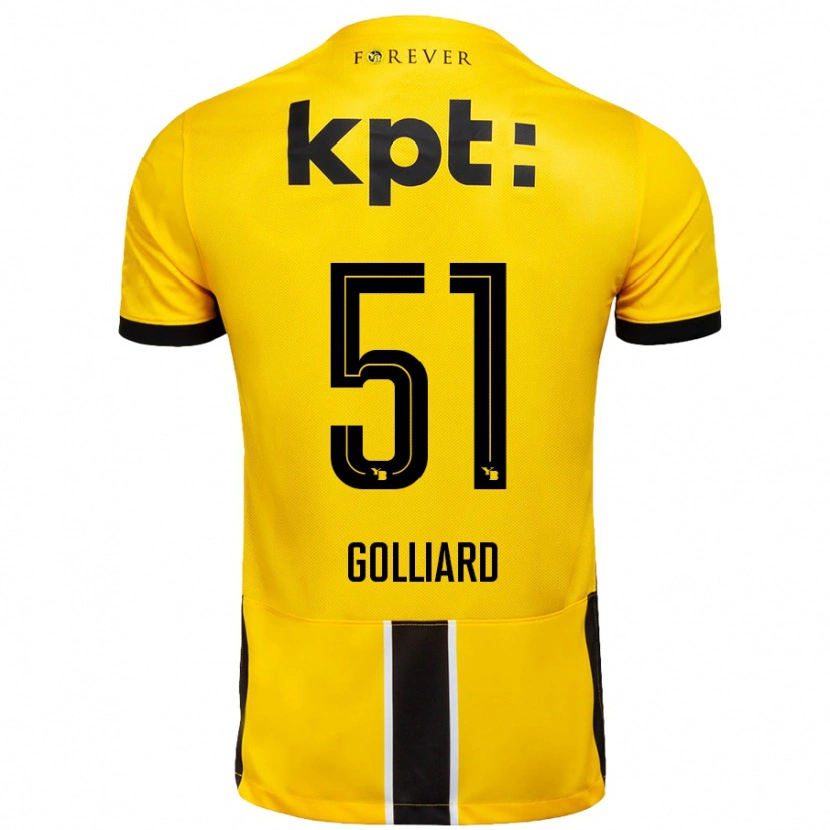Danxen Kvinder Théo Golliard #51 Gul Sort Hjemmebane Spillertrøjer 2024/25 Trøje T-Shirt