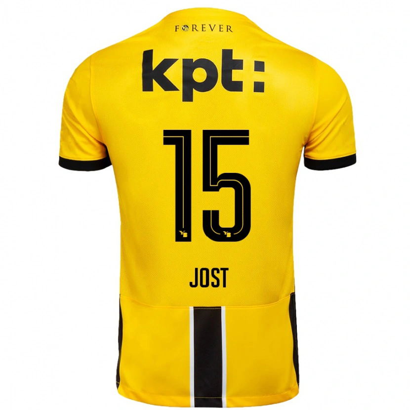 Danxen Kvinder Tristan Jost #15 Gul Sort Hjemmebane Spillertrøjer 2024/25 Trøje T-Shirt
