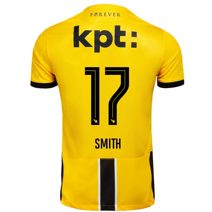 Danxen Kvinder Rhodri Smith #17 Gul Sort Hjemmebane Spillertrøjer 2024/25 Trøje T-Shirt