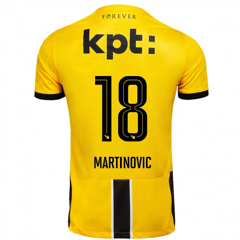 Danxen Kvinder Denis Martinovic #18 Gul Sort Hjemmebane Spillertrøjer 2024/25 Trøje T-Shirt