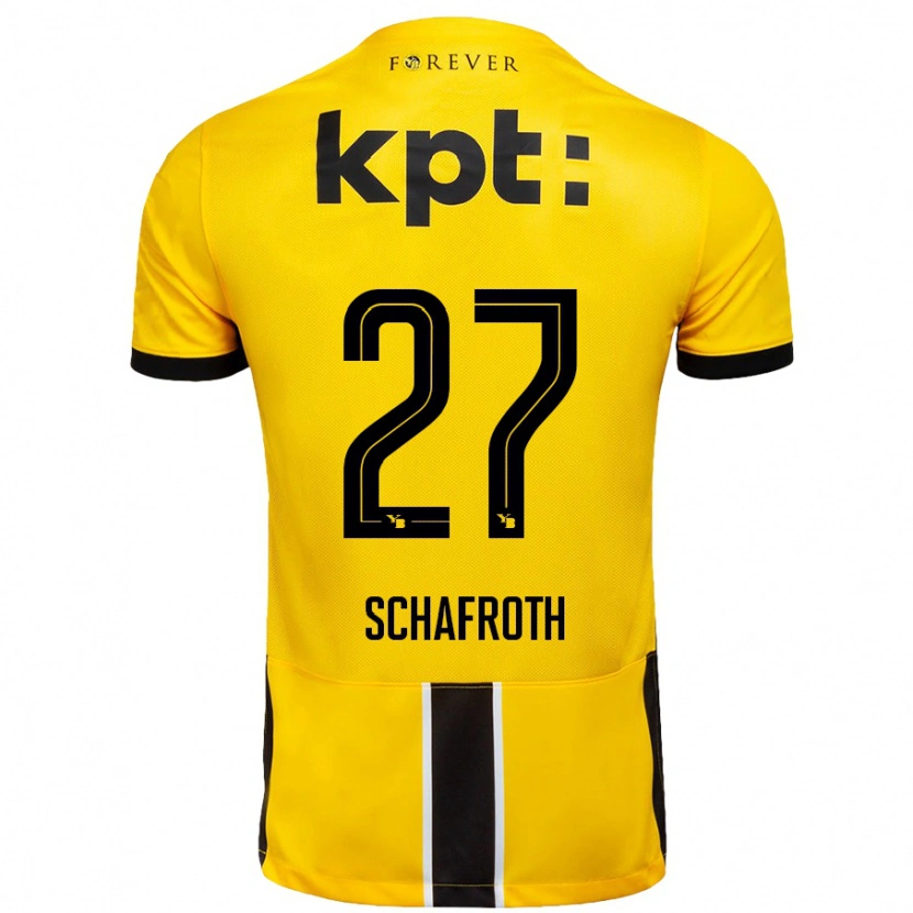 Danxen Kvinder Reto Schafroth #27 Gul Sort Hjemmebane Spillertrøjer 2024/25 Trøje T-Shirt
