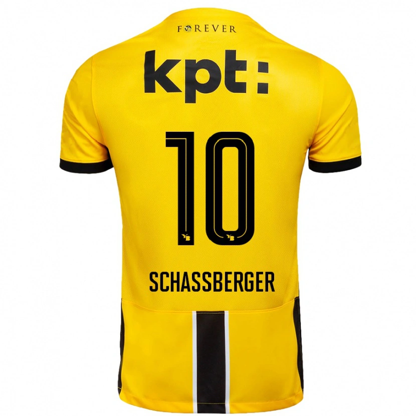 Danxen Kvinder Julia Schassberger #10 Gul Sort Hjemmebane Spillertrøjer 2024/25 Trøje T-Shirt