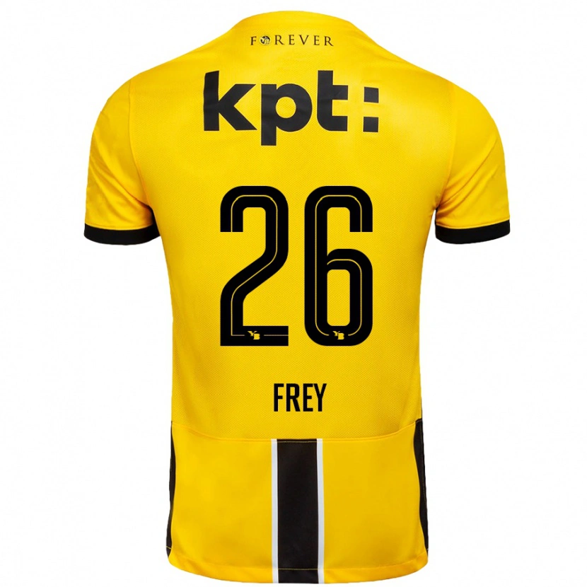 Danxen Kvinder Laura Frey #26 Gul Sort Hjemmebane Spillertrøjer 2024/25 Trøje T-Shirt