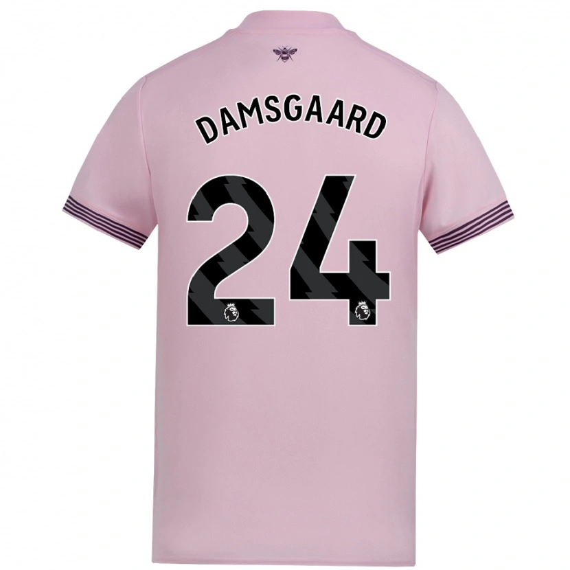 Danxen Kvinder Mikkel Damsgaard #24 Lyserød Udebane Spillertrøjer 2024/25 Trøje T-Shirt