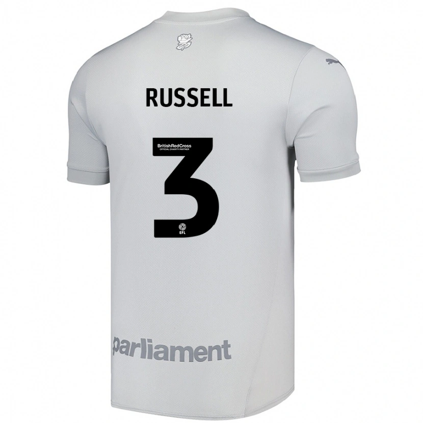 Danxen Kvinder Jon Russell #3 Sølvgrå Udebane Spillertrøjer 2024/25 Trøje T-Shirt