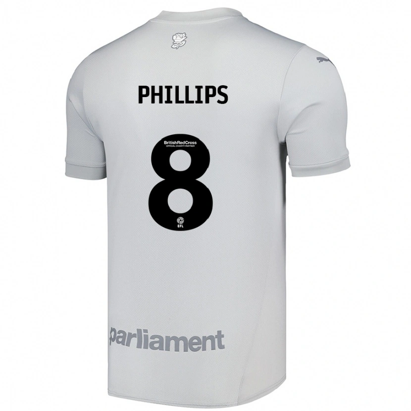 Danxen Kvinder Adam Phillips #8 Sølvgrå Udebane Spillertrøjer 2024/25 Trøje T-Shirt