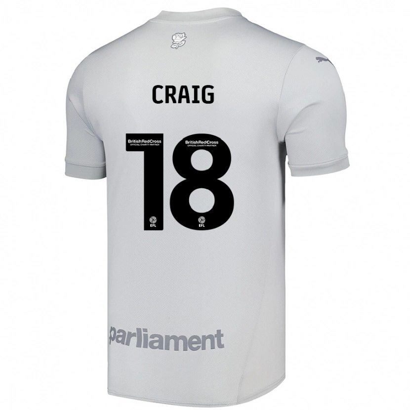 Danxen Kvinder Matthew Craig #18 Sølvgrå Udebane Spillertrøjer 2024/25 Trøje T-Shirt