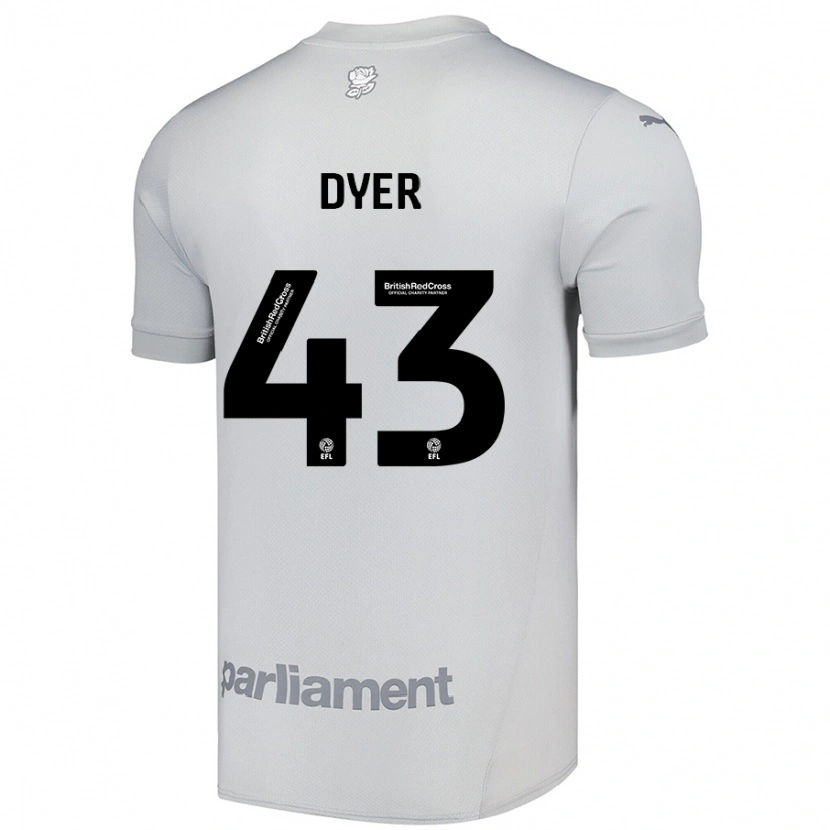 Danxen Kvinder Josiah Dyer #43 Sølvgrå Udebane Spillertrøjer 2024/25 Trøje T-Shirt