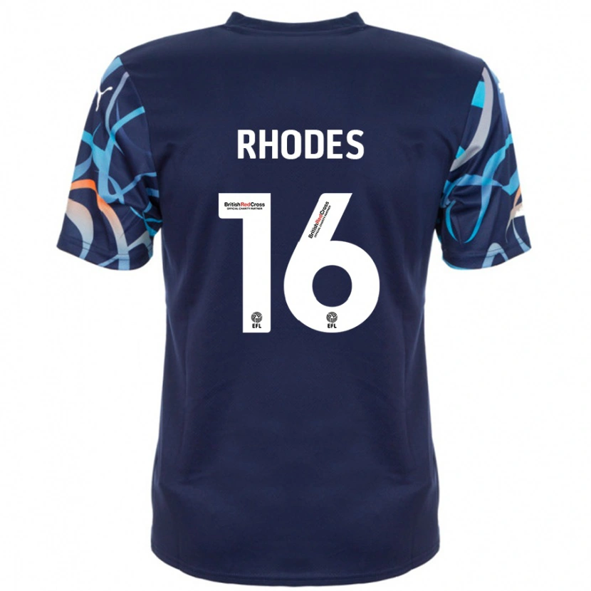 Danxen Kvinder Jordan Rhodes #16 Marineblå Udebane Spillertrøjer 2024/25 Trøje T-Shirt