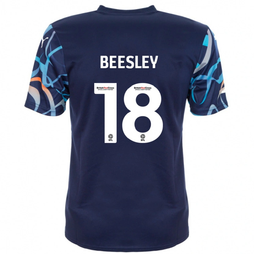 Danxen Kvinder Jake Beesley #18 Marineblå Udebane Spillertrøjer 2024/25 Trøje T-Shirt