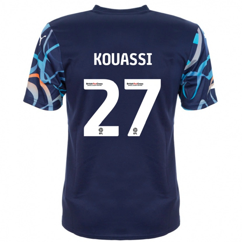 Danxen Kvinder Kylian Kouassi #27 Marineblå Udebane Spillertrøjer 2024/25 Trøje T-Shirt