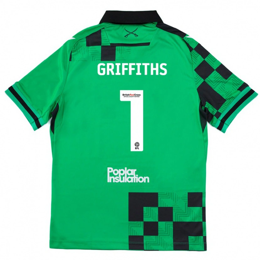 Danxen Kvinder Josh Griffiths #1 Grøn Sort Udebane Spillertrøjer 2024/25 Trøje T-Shirt