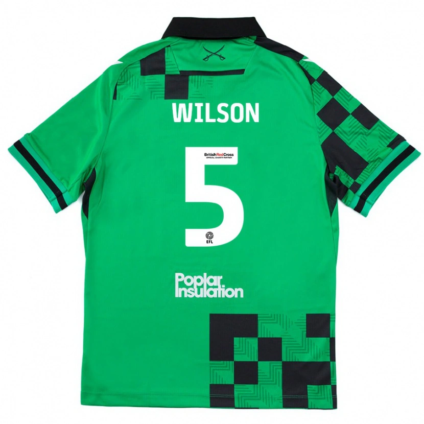 Danxen Kvinder James Wilson #5 Grøn Sort Udebane Spillertrøjer 2024/25 Trøje T-Shirt