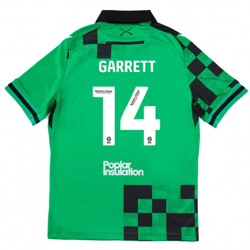 Danxen Kvinder Jake Garrett #14 Grøn Sort Udebane Spillertrøjer 2024/25 Trøje T-Shirt