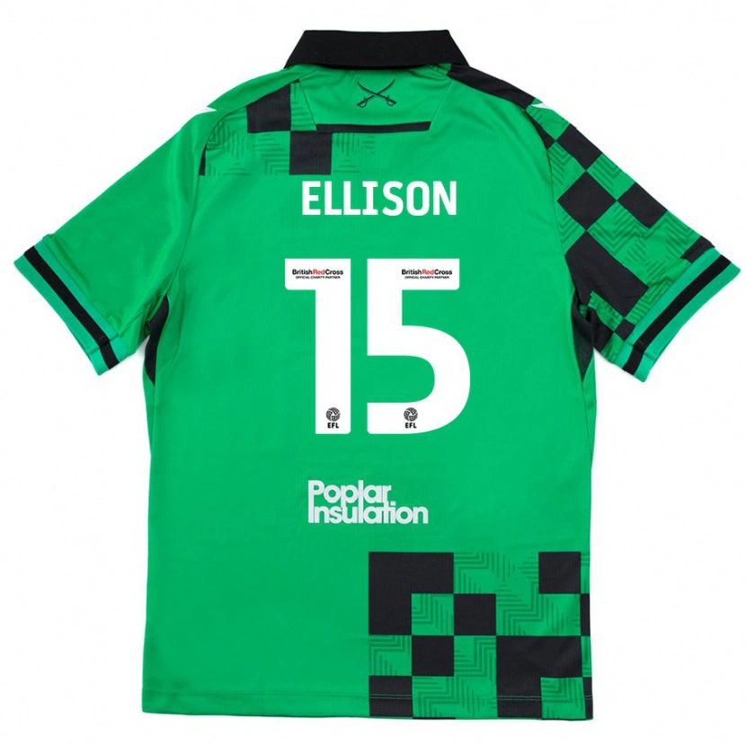 Danxen Kvinder Dan Ellison #15 Grøn Sort Udebane Spillertrøjer 2024/25 Trøje T-Shirt
