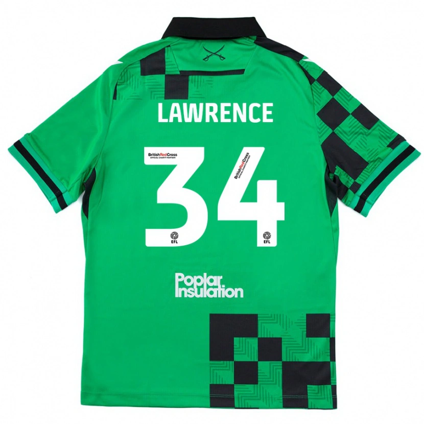 Danxen Kvinder Jerry Lawrence #34 Grøn Sort Udebane Spillertrøjer 2024/25 Trøje T-Shirt
