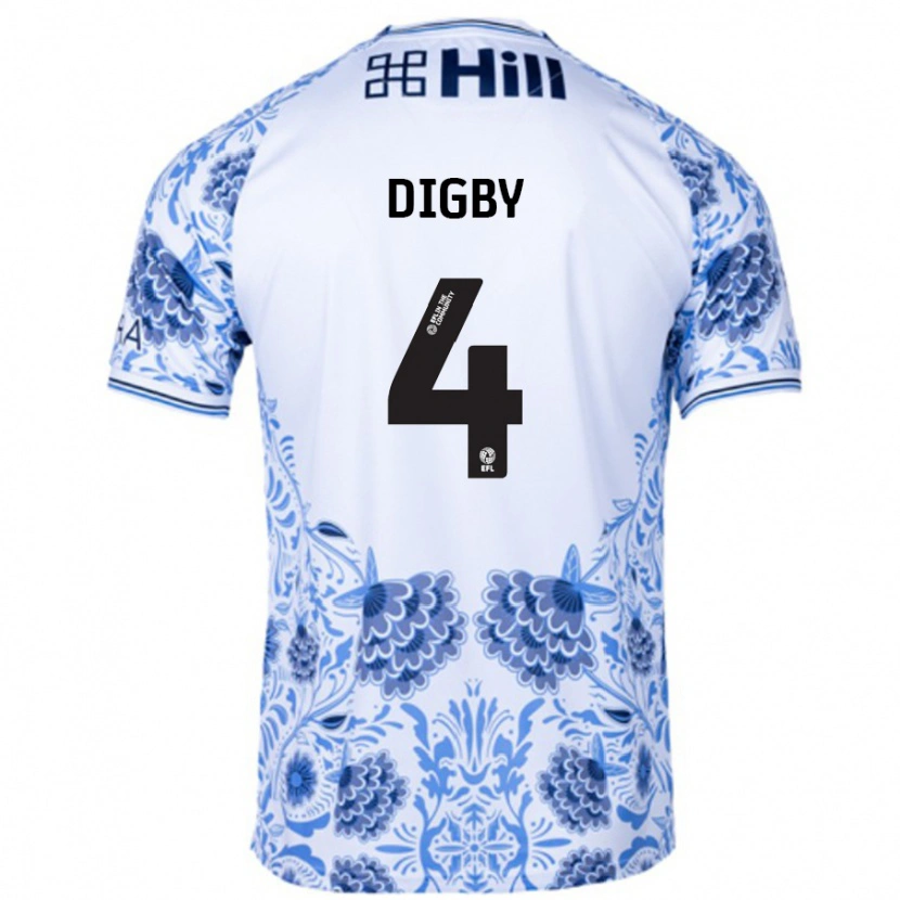 Danxen Kvinder Paul Digby #4 Hvid Blå Udebane Spillertrøjer 2024/25 Trøje T-Shirt