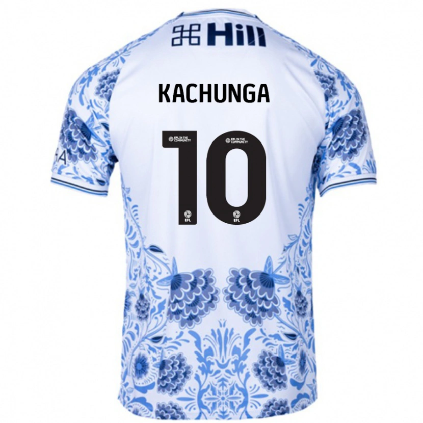 Danxen Kvinder Elias Kachunga #10 Hvid Blå Udebane Spillertrøjer 2024/25 Trøje T-Shirt