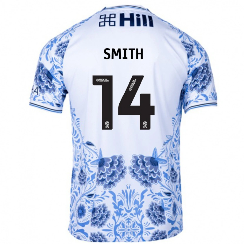 Danxen Kvinder Korey Smith #14 Hvid Blå Udebane Spillertrøjer 2024/25 Trøje T-Shirt