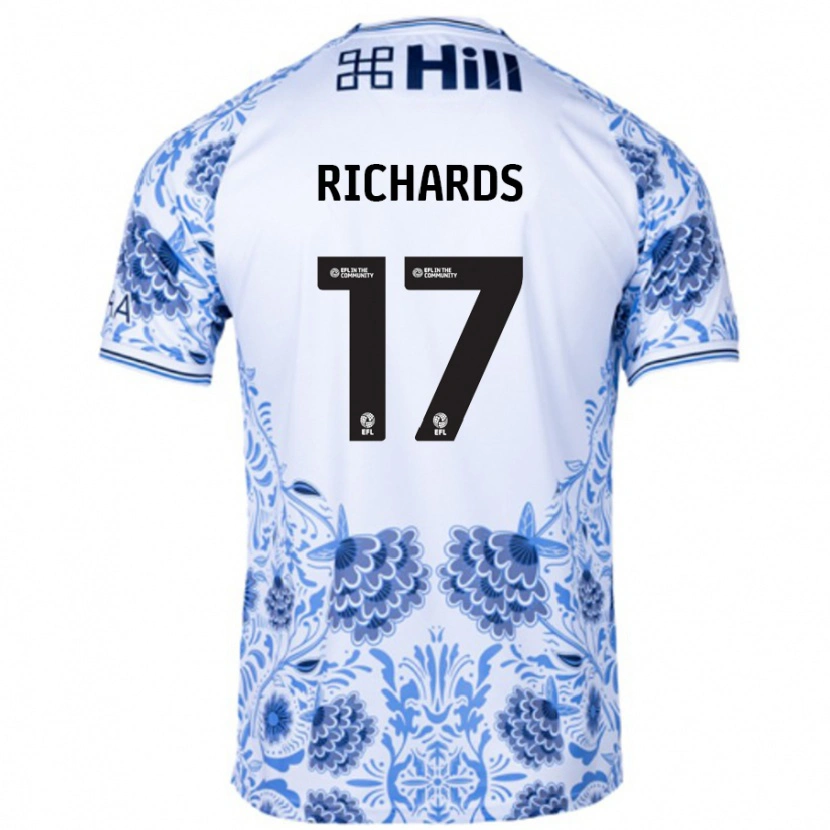 Danxen Kvinder Taylor Richards #17 Hvid Blå Udebane Spillertrøjer 2024/25 Trøje T-Shirt