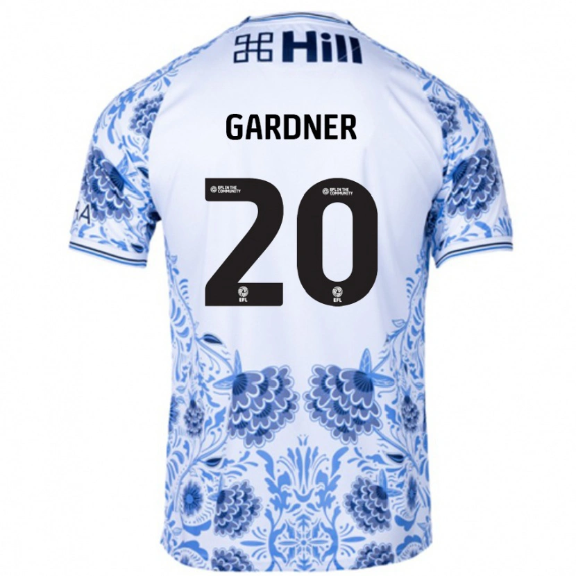 Danxen Kvinder Gary Gardner #20 Hvid Blå Udebane Spillertrøjer 2024/25 Trøje T-Shirt