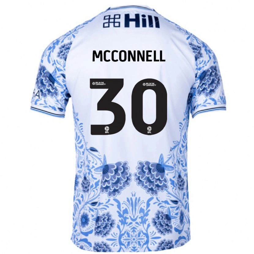 Danxen Kvinder Glenn Mcconnell #30 Hvid Blå Udebane Spillertrøjer 2024/25 Trøje T-Shirt