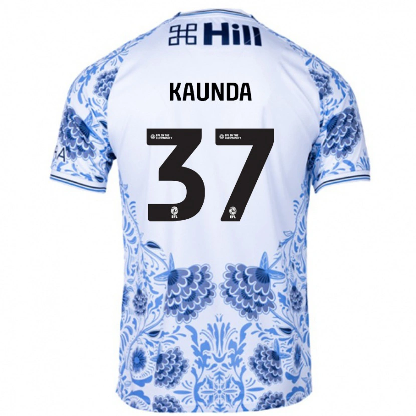 Danxen Kvinder Amaru Kaunda #37 Hvid Blå Udebane Spillertrøjer 2024/25 Trøje T-Shirt