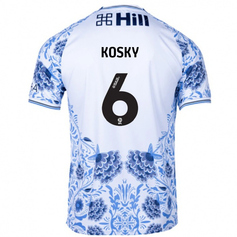Danxen Kvinder Rachel Kosky #6 Hvid Blå Udebane Spillertrøjer 2024/25 Trøje T-Shirt