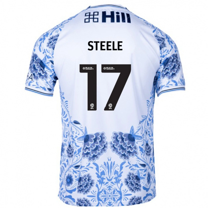 Danxen Kvinder Fran Steele #17 Hvid Blå Udebane Spillertrøjer 2024/25 Trøje T-Shirt