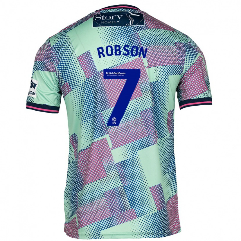 Danxen Kvinder Ethan Robson #7 Grøn Udebane Spillertrøjer 2024/25 Trøje T-Shirt