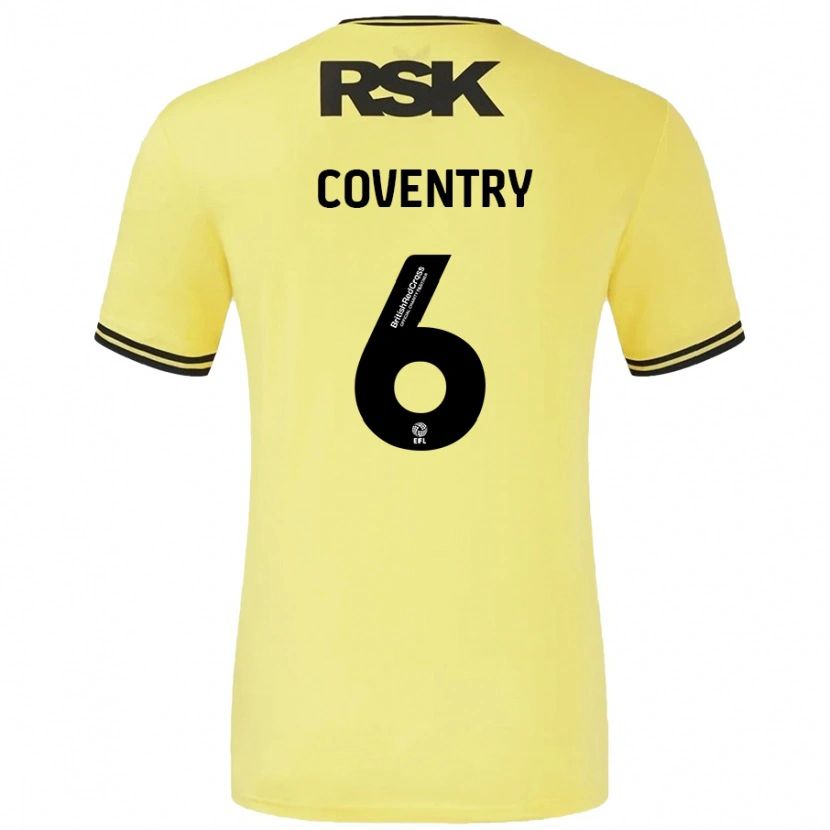 Danxen Kvinder Conor Coventry #6 Gul Sort Udebane Spillertrøjer 2024/25 Trøje T-Shirt