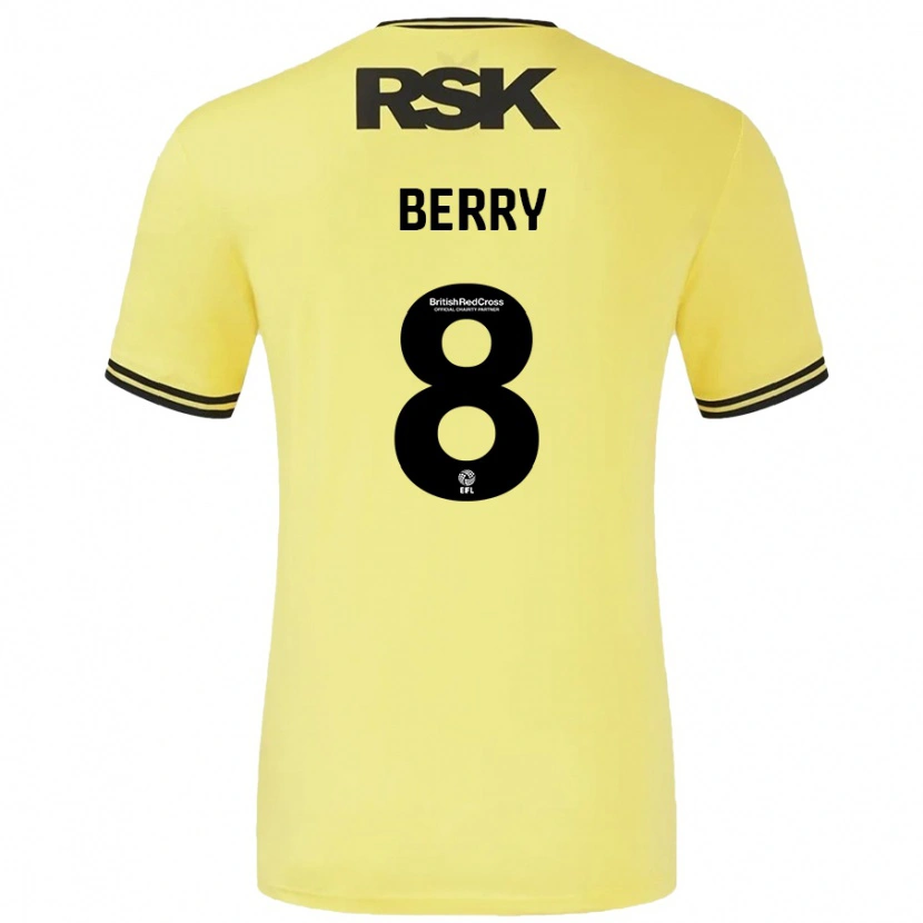 Danxen Kvinder Luke Berry #8 Gul Sort Udebane Spillertrøjer 2024/25 Trøje T-Shirt