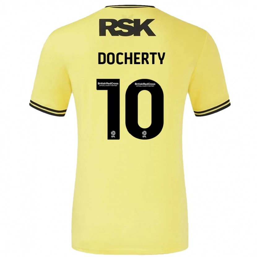 Danxen Kvinder Greg Docherty #10 Gul Sort Udebane Spillertrøjer 2024/25 Trøje T-Shirt