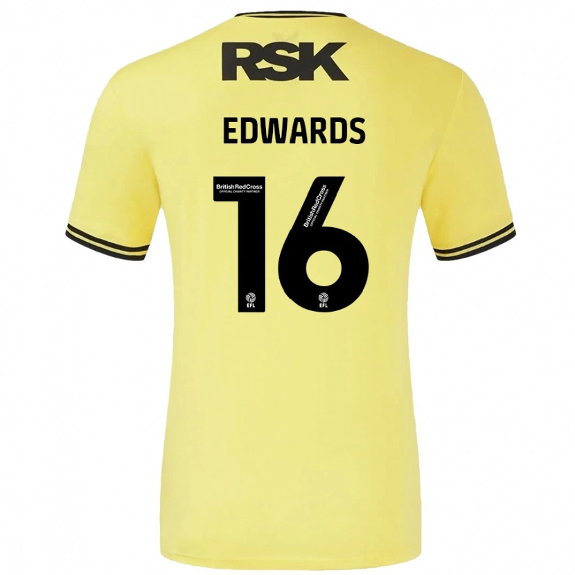 Danxen Kvinder Josh Edwards #16 Gul Sort Udebane Spillertrøjer 2024/25 Trøje T-Shirt
