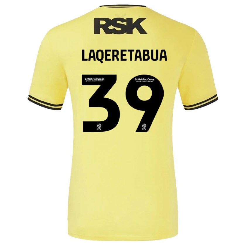 Danxen Kvinder Josh Laqeretabua #39 Gul Sort Udebane Spillertrøjer 2024/25 Trøje T-Shirt