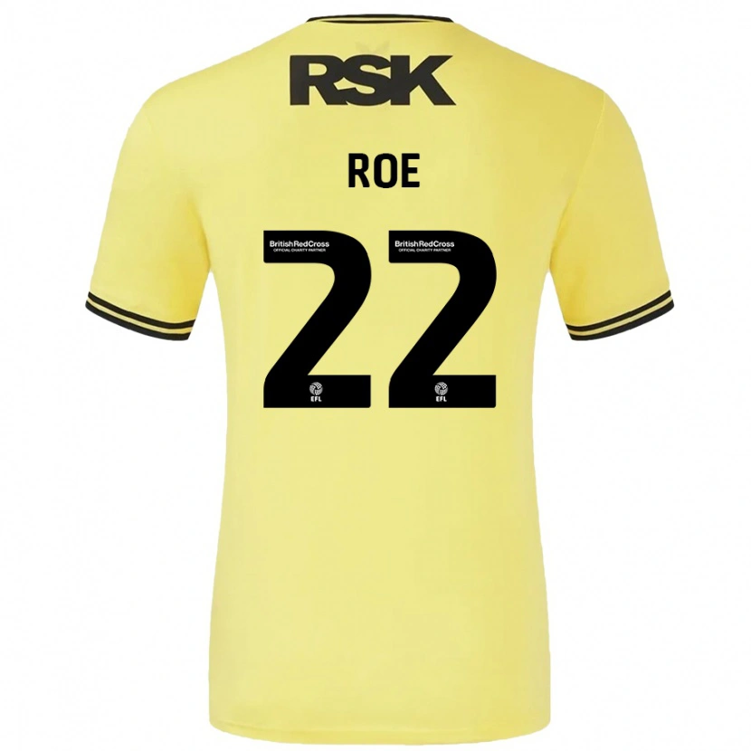 Danxen Kvinder Bethan Roe #22 Gul Sort Udebane Spillertrøjer 2024/25 Trøje T-Shirt