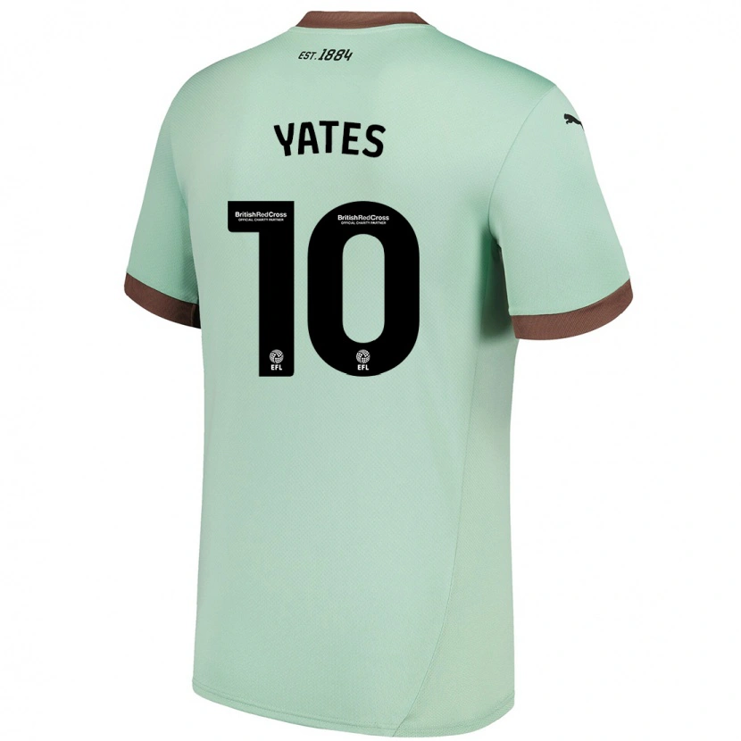 Danxen Kvinder Jerry Yates #10 Bleg Grøn Udebane Spillertrøjer 2024/25 Trøje T-Shirt