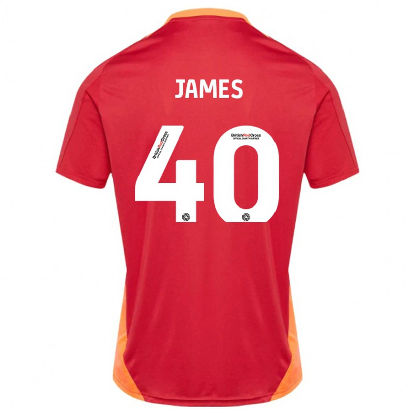 Danxen Kvinder Ed James #40 Blå Off White Udebane Spillertrøjer 2024/25 Trøje T-Shirt