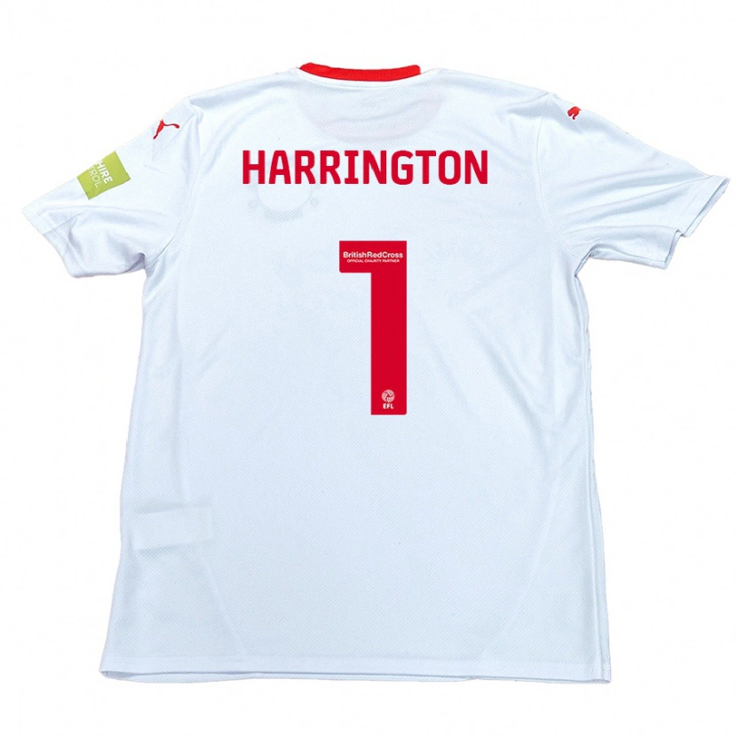 Danxen Kvinder David Harrington #1 Hvid Udebane Spillertrøjer 2024/25 Trøje T-Shirt
